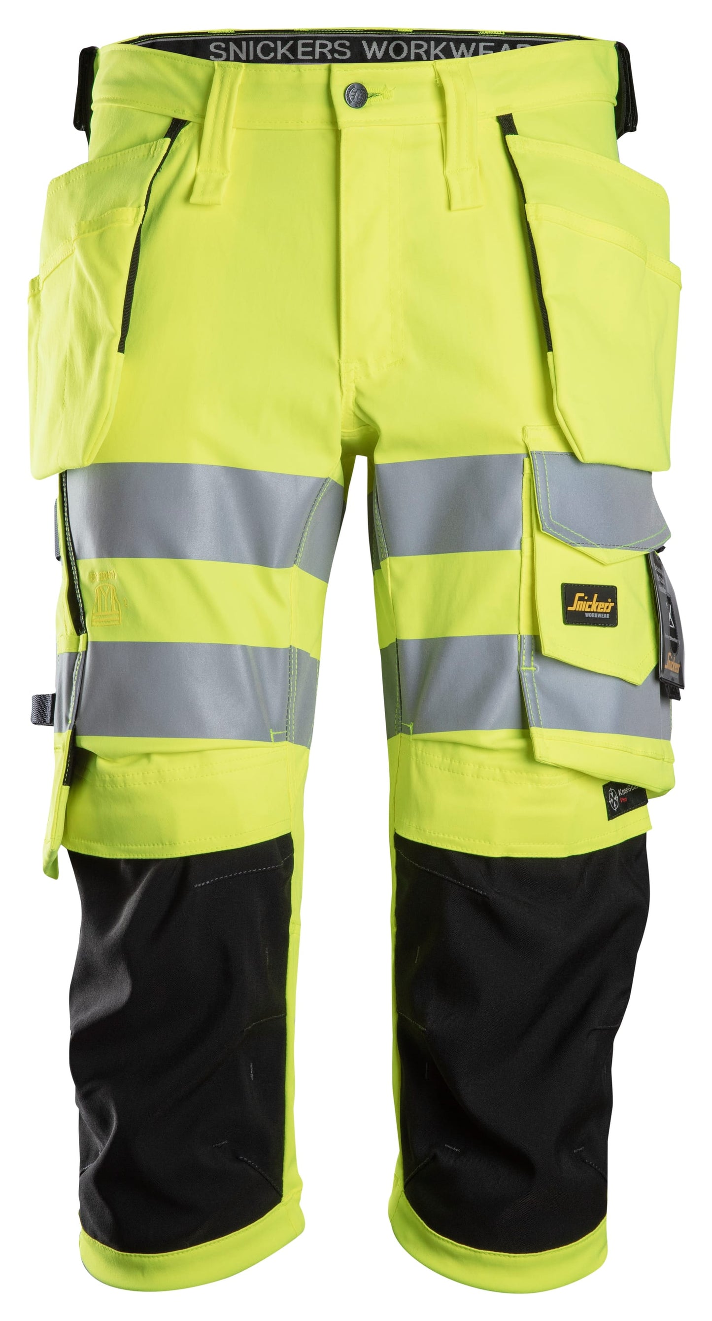 Pantacourt en tissu extensible avec poches holster haute visibilité, Classe 1/2