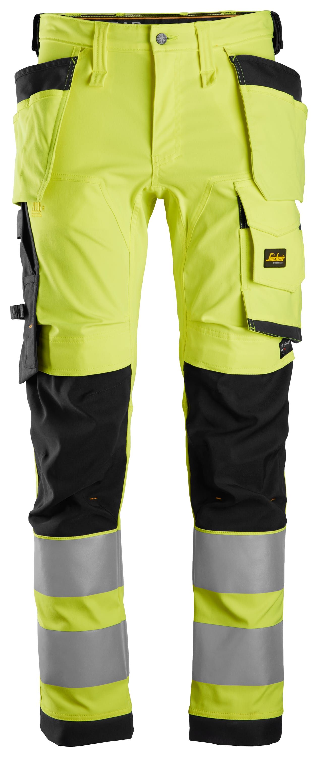 AllroundWork, Pantalon en tissu extensible avec poches holster, haute visibilité, Classe 2
