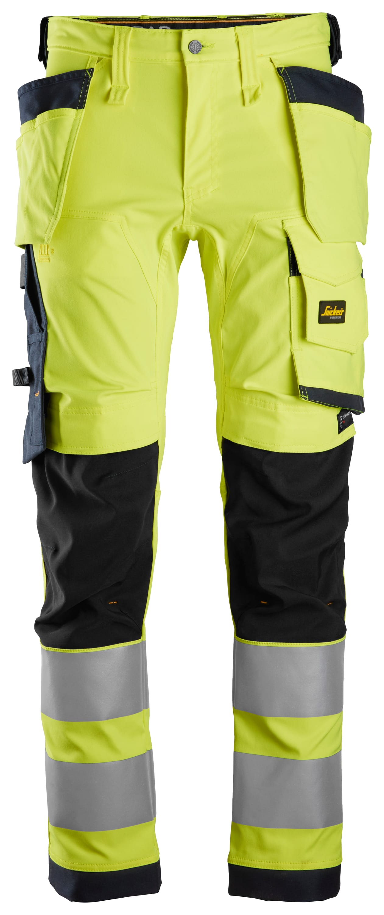 AllroundWork, Pantalon en tissu extensible avec poches holster, haute visibilité, Classe 2