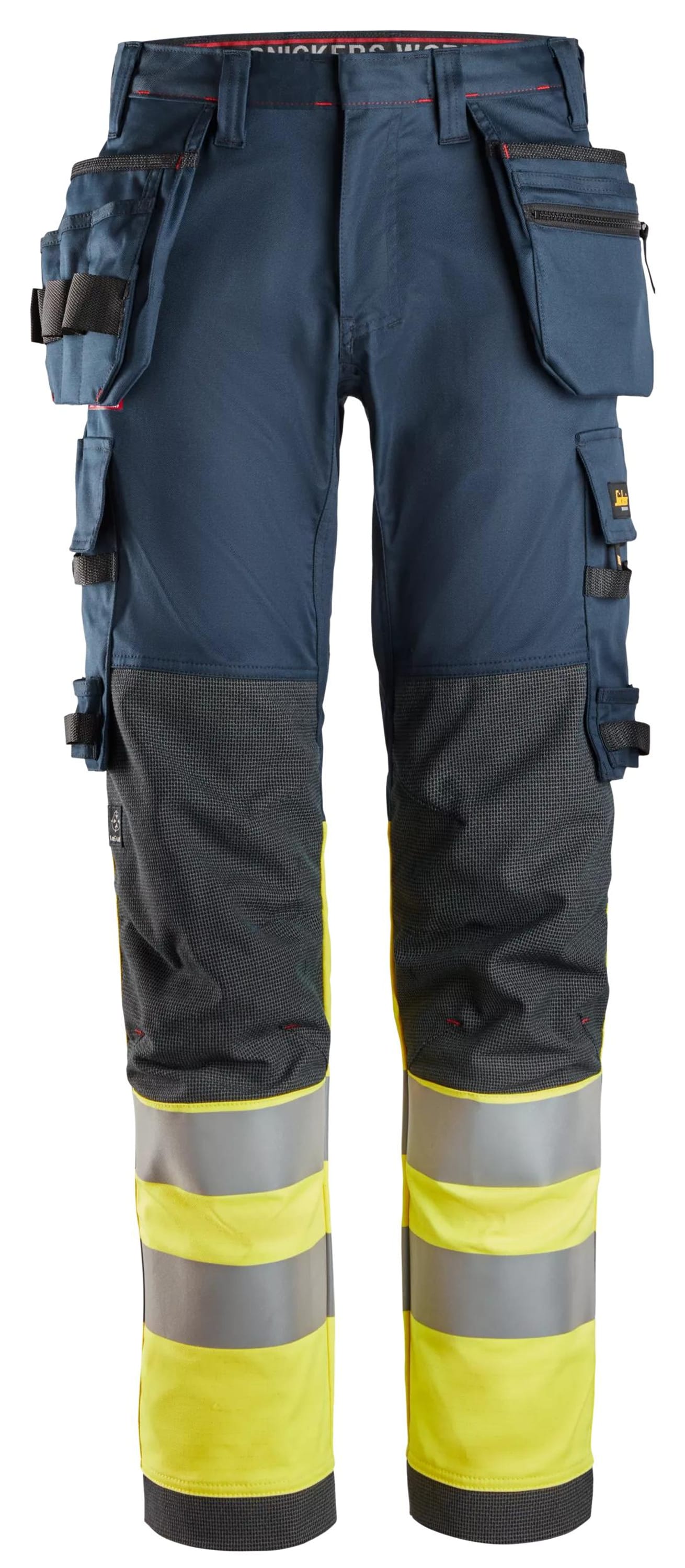 ProtecWork, Pantalon de travail extensible avec poches holster, haute visibilité, Classe 1
