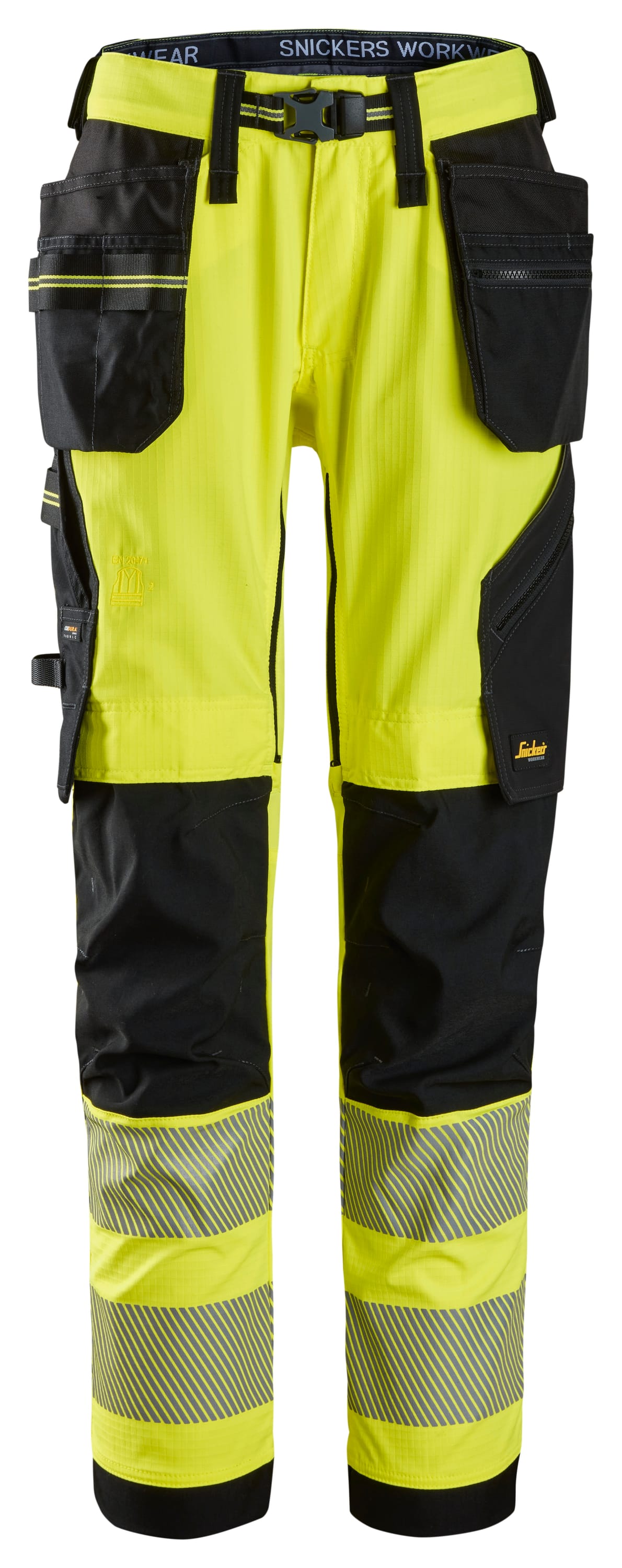 Pantalon de travail en tissu extensible avec poches holster haute visibilité, Classe 2