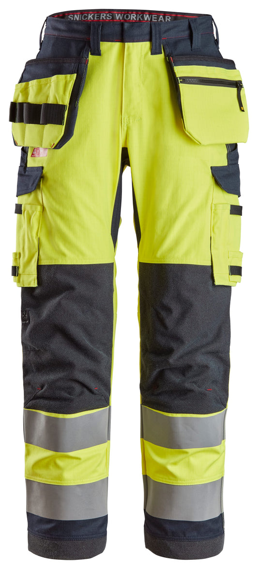 ProtecWork, Pantalon de travail avec poches holster, haute visibilité, Classe 2