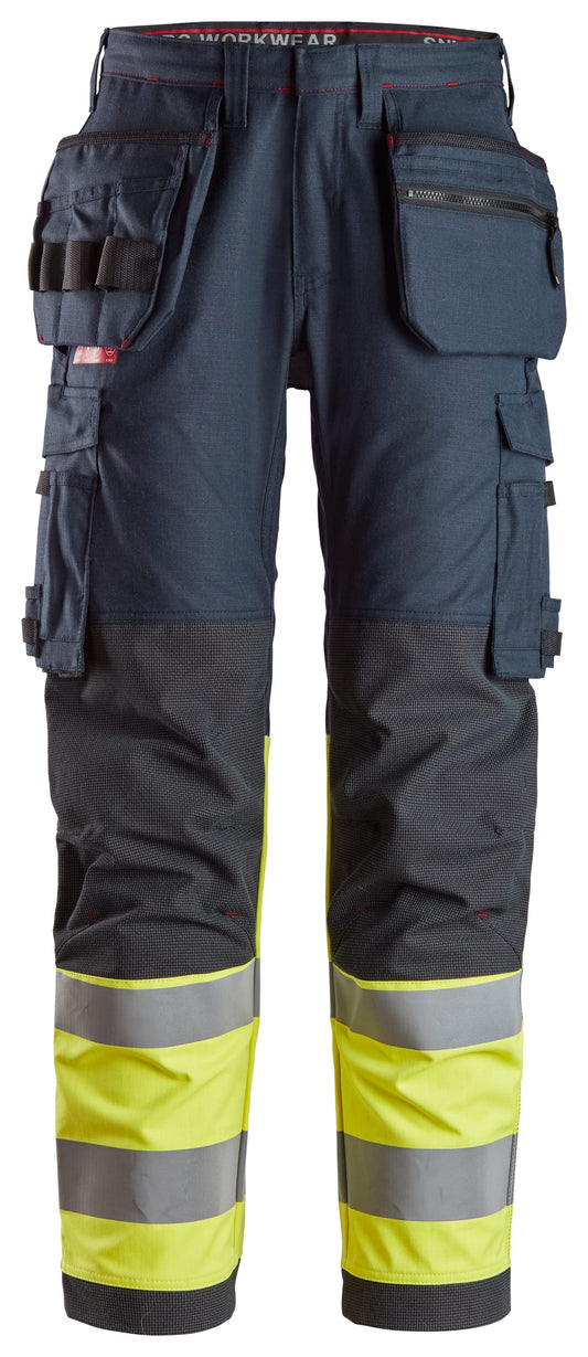 ProtecWork, Pantalon de travail avec poches holster, haute visibilité, Classe 1