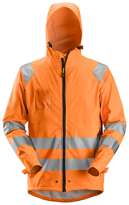 Veste de pluie PU haute visibilité, Classe 3