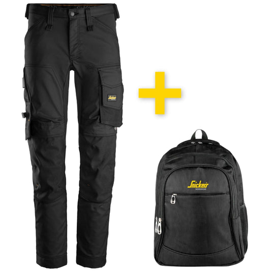 Pack - 6341 - AllroundWork, Pantalon en tissu extensible + Backpack